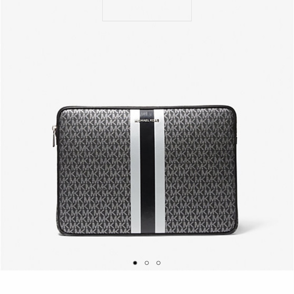 Michael Kors Black and Gray Laptop Bag with Signature MK Logo